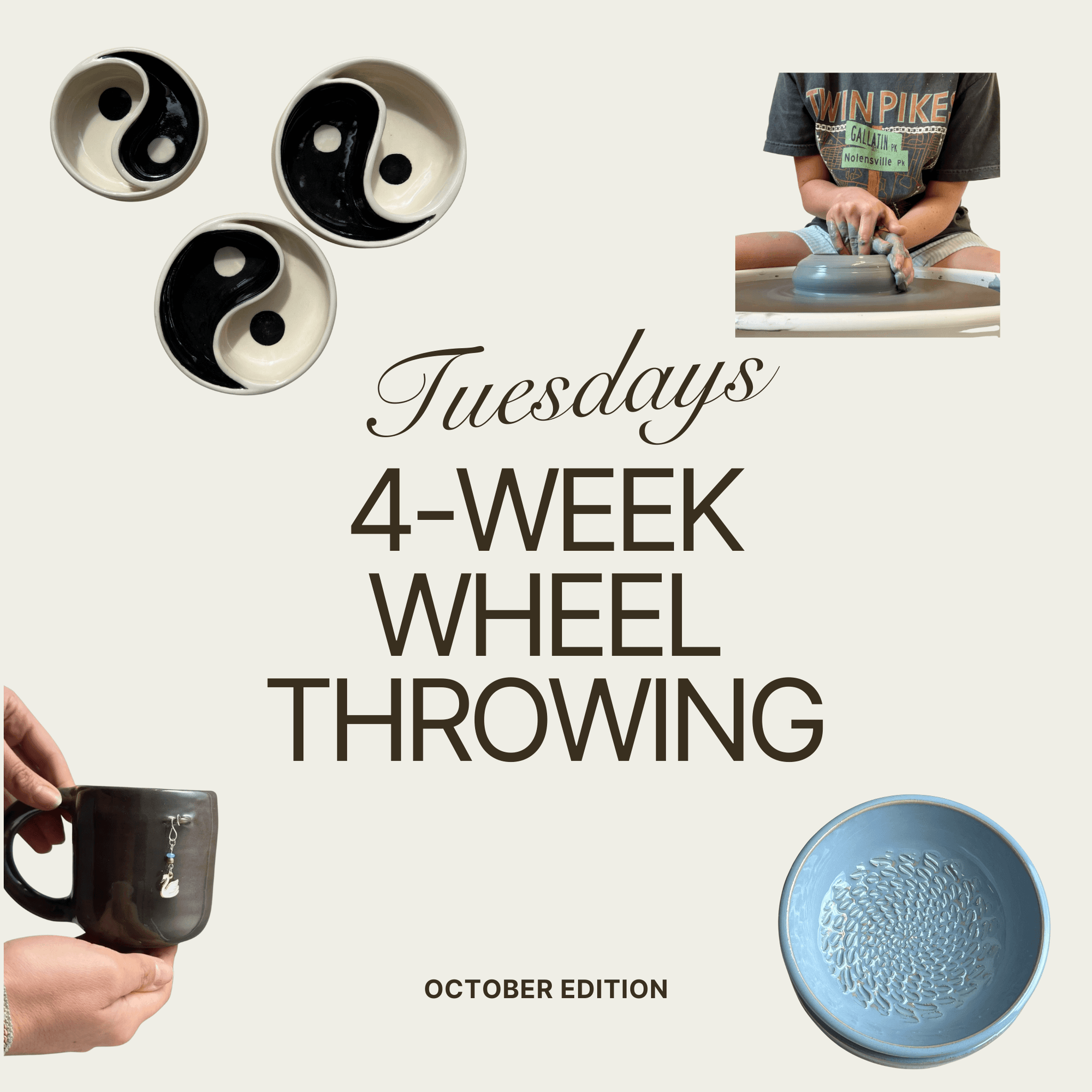 4-Week Wheel Throwing Pottery Class (Chicago) — Tuesdays