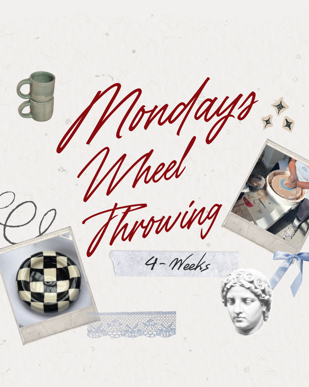 4-Week Wheel Throwing Pottery Class (Chicago) — Mondays