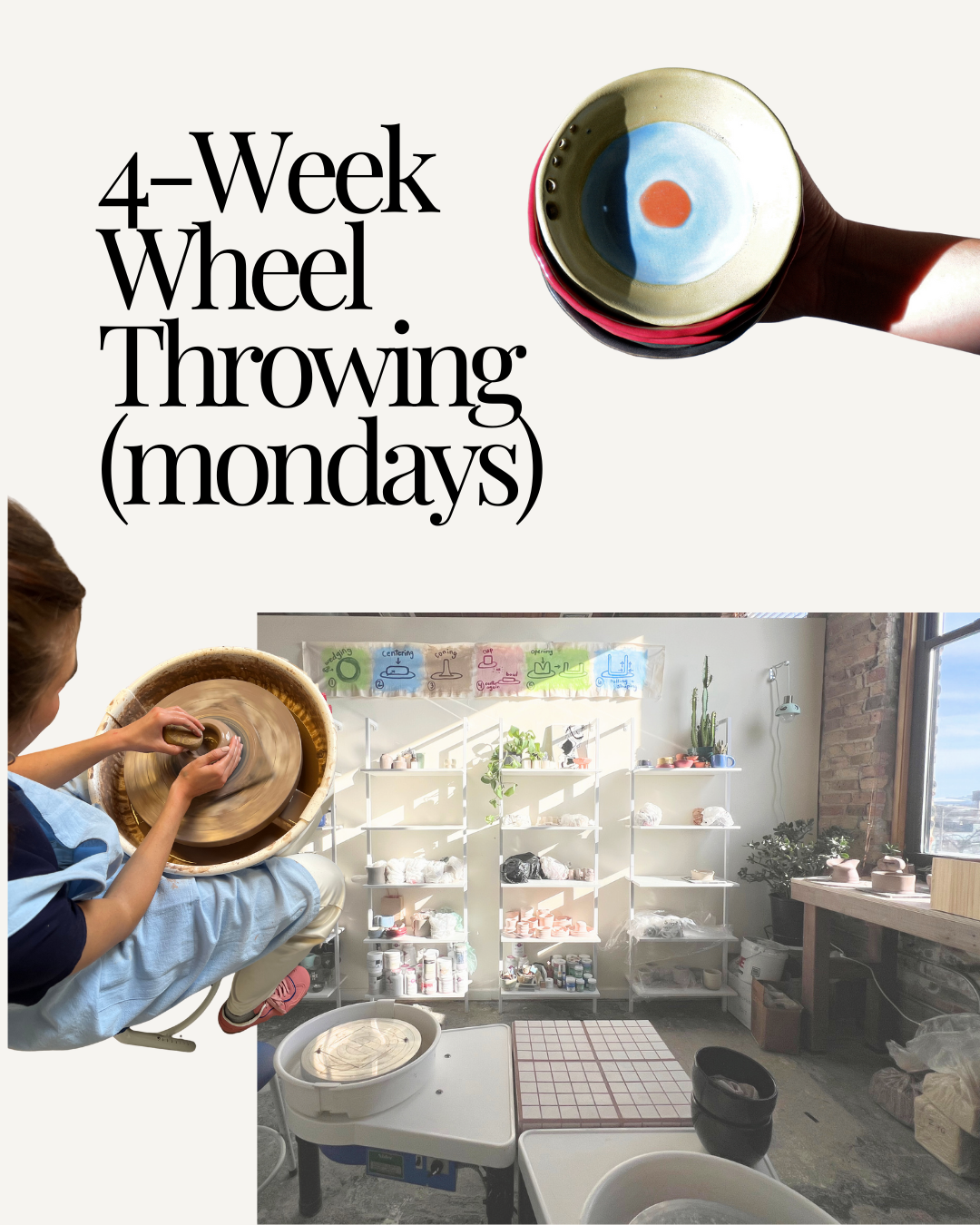 4-Week Wheel Throwing Pottery Class (Chicago) — Mondays
