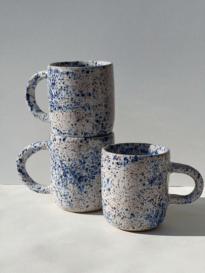 blue speckled mug