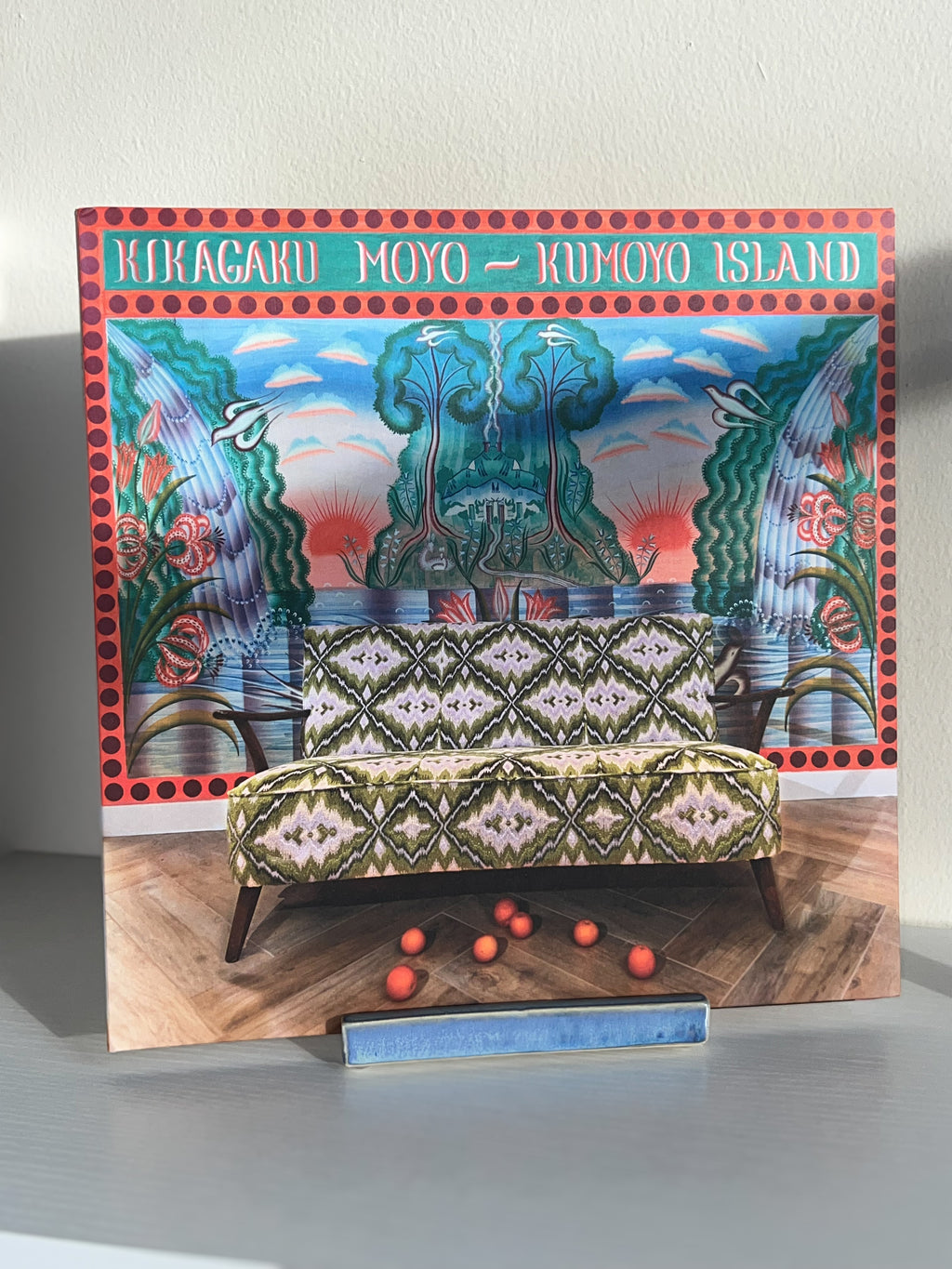 Tabletop Ceramic Record Stand - icy blue