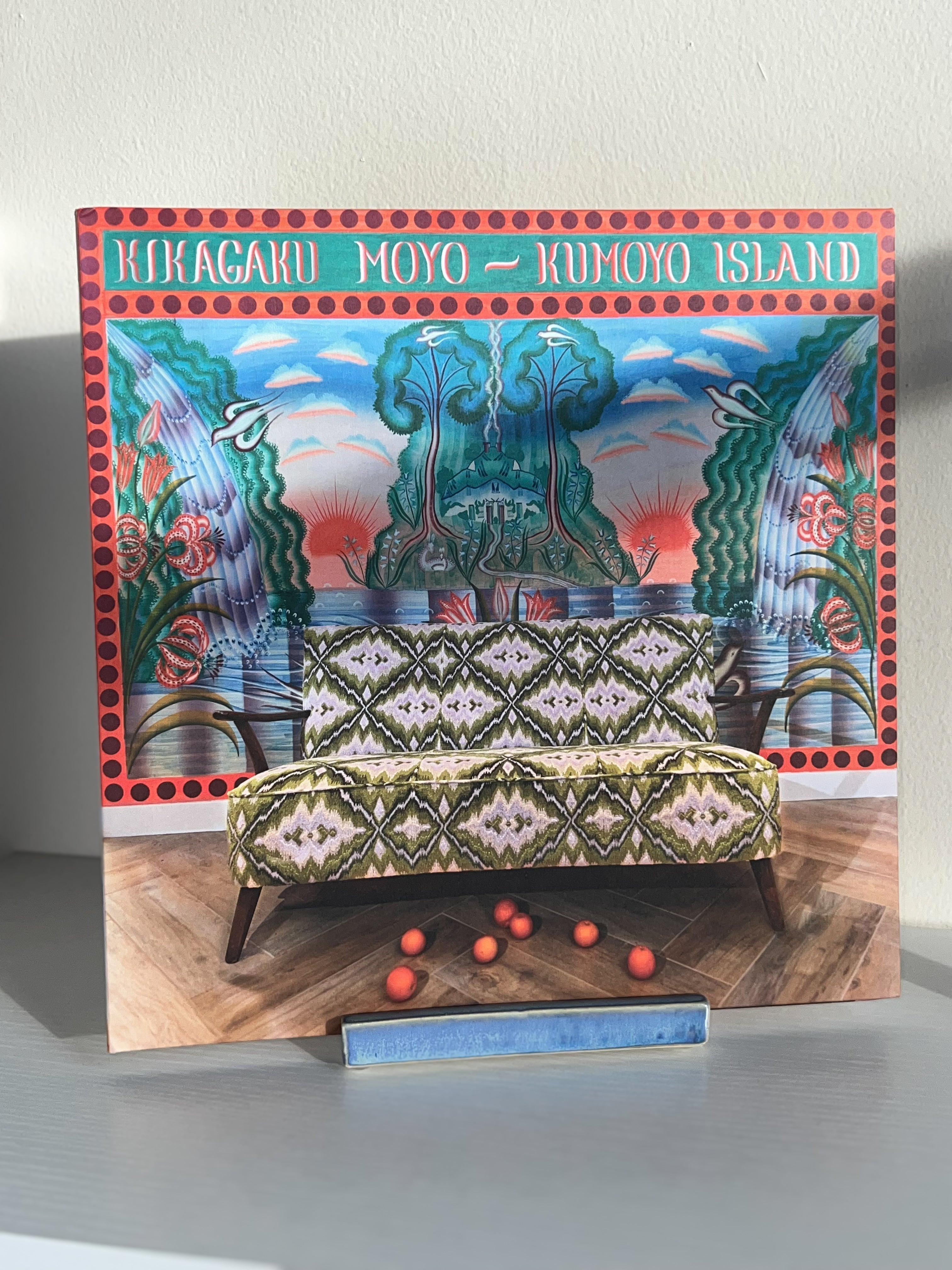 Tabletop Ceramic Record Stand - icy blue