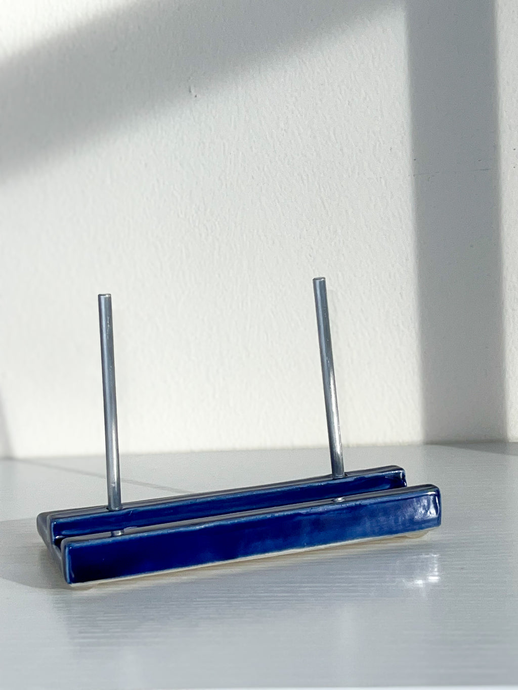 Tabletop Ceramic Record Stand - cobalt