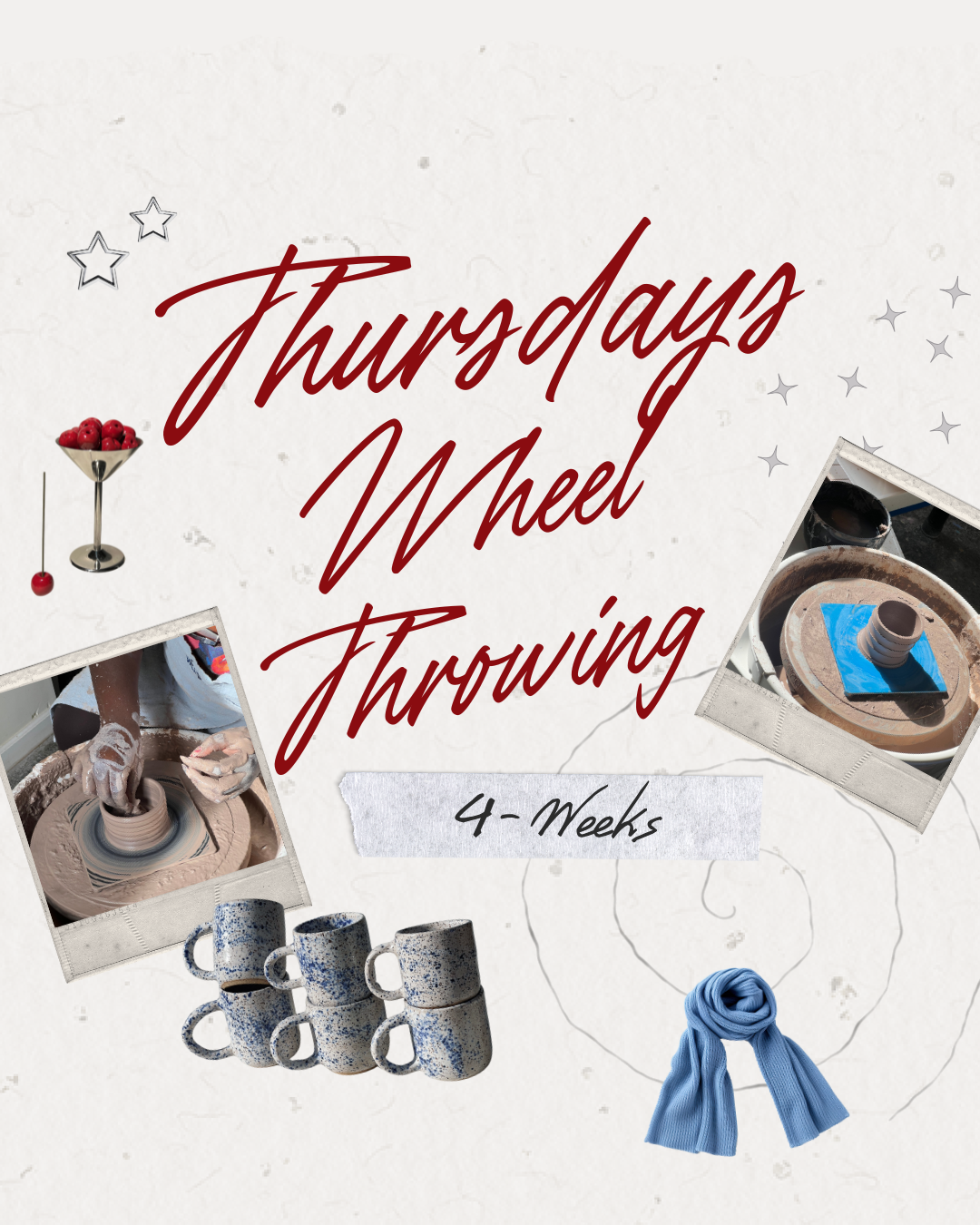 4-Week Wheel Throwing Pottery Class (Chicago) — Thursdays